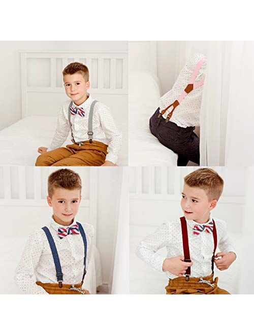 Gaulbay Child Kids Suspenders Bowtie Set - Adjustable Suspender Set for Boys