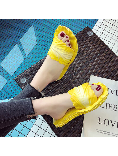 CYFMYD women summer shoes design Cabbage Home Bathroom Flip Flops Funny Shoes women Non Slip Soft On Outdoor flat shoes
