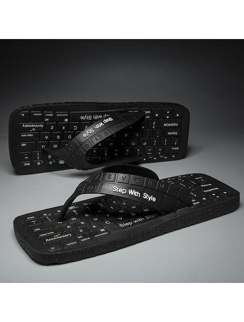 CINESSD Beach Sandals New Summer Keyboard Slippers Korean Version Trend Personality Outdoor Leisure Sandals and Slippers Male Flip Flops