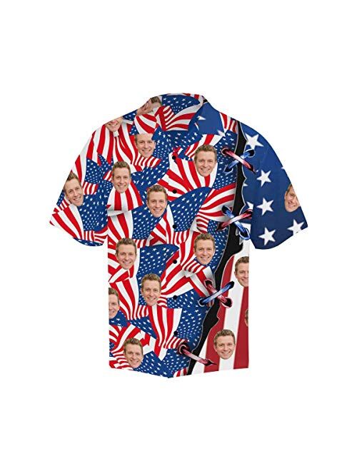 Artsadd Custom Face Funky Hawaiian Shirt Casual Men Pineapple Button Down Shortsleeve Shirts Unisex