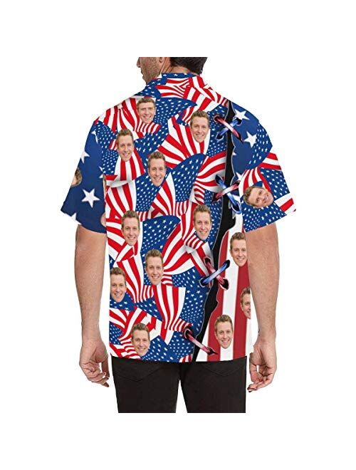 Artsadd Custom Face Funky Hawaiian Shirt Casual Men Pineapple Button Down Shortsleeve Shirts Unisex