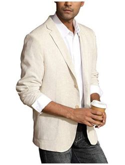 Men's Slim Fit Lightweight Linen Jacket Tailored Blazer Sport Coat