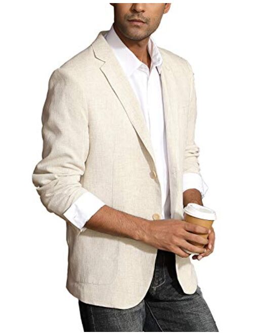 PJ PAUL JONES Men's Slim Fit Lightweight Linen Jacket Tailored Blazer Sport Coat