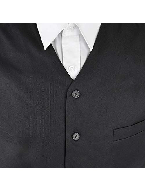 Boxed-Gifts Umo Lorenzo Men Formal Suit Vest, Polly Twill Vest with Adjustable Waistband.