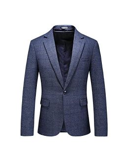 Kudoro Mens Plaid Blazer Sports Coat Casual Slim Fit Checkered Blazer for Men Wedding