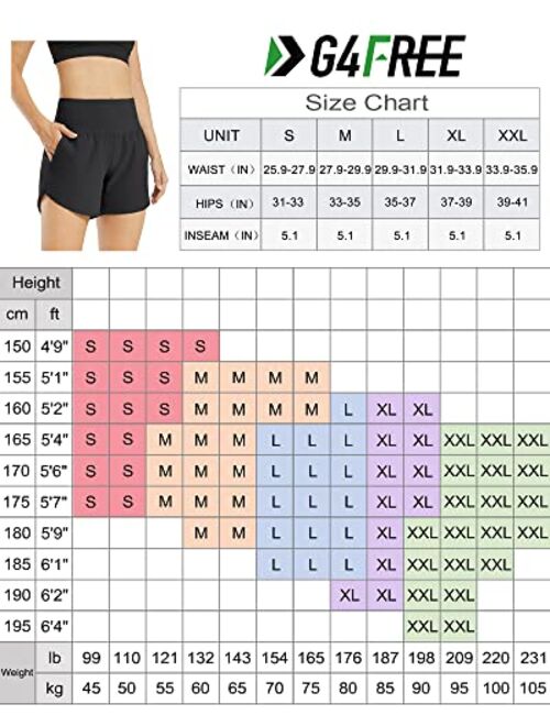 G4Free Womens 5 Inch Running Athletic Shorts with Pockets Lightweight Tennis Shorts for Workout Gym Exercise