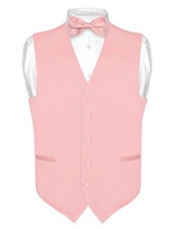 Men's Dress Vest & BowTie Solid PINK Color Bow Tie Set for Suit or Tuxedo