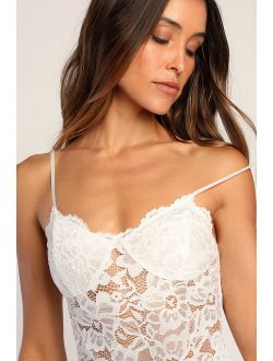 Lace Is More Ivory Sheer Lace Bodysuit