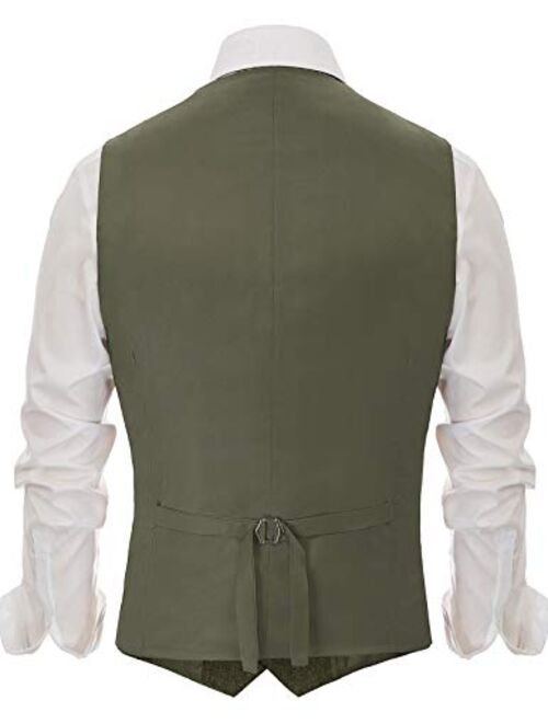 Pj Paul Jones Mens Herringbone Tweed Dress Vest British Slim Fit Notch Lapel Waistcoat Vests