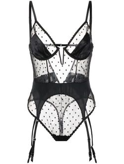 dotty-tulle cupped bodysuit