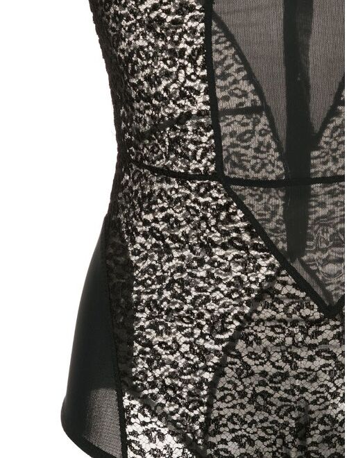 Kiki de Montparnasse Tiger Lily lace and satin bodysuit