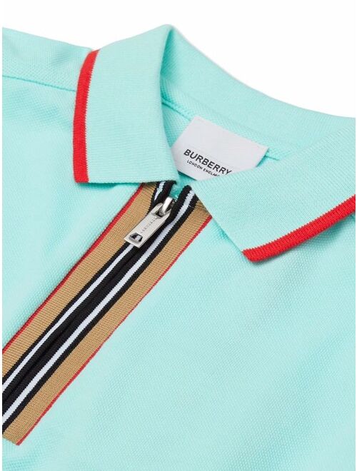 Burberry Kids Icon stripe zip-front polo shirt
