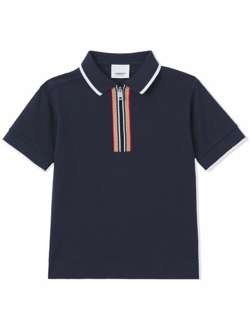 Burberry Kids Icon Stripe zip-front polo shirt