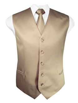 Guytalk Mens Solid Tuxedo Suit Vest, Tie and Hanky Set(30 Colors)