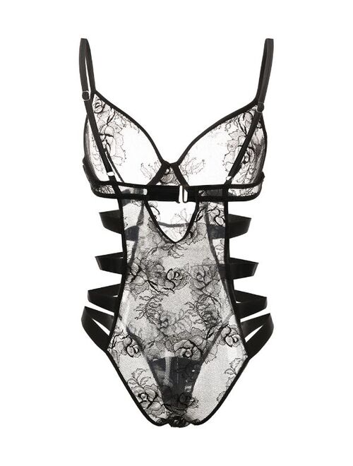 Fleur Du Mal bouquet-lace strappy bodysuit
