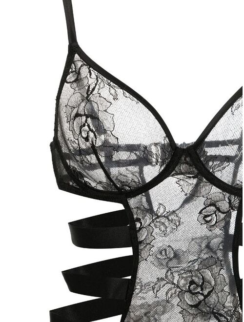 Fleur Du Mal bouquet-lace strappy bodysuit