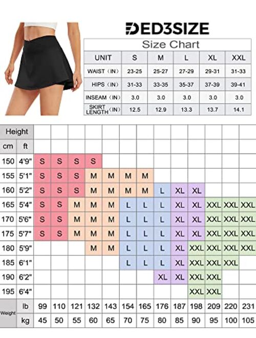 ED3SIZE Women's Crossover Tennis Skirts with Pockets High Waisted Athletic Golf Skorts Skirts