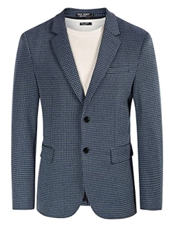 Men's Herringbone Blazer Jacket Lightweight Casual Knit Sport Coat