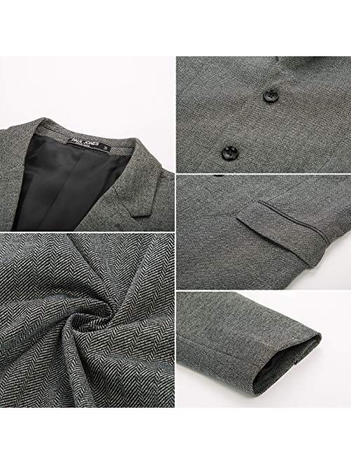PJ PAUL JONES Men's Herringbone Blazer Jacket Lightweight Casual Knit Sport Coat