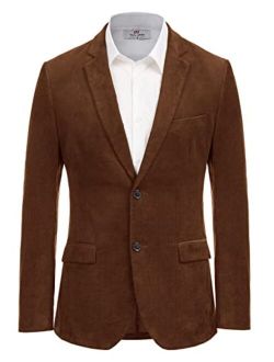 Paul Jones Men's Casual Corduroy Blazer Jacket Slim Fit Two-Button Sport Coat