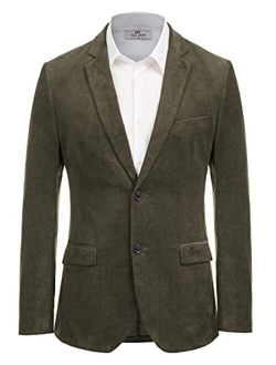 Paul Jones Men's Casual Corduroy Blazer Jacket Slim Fit Two-Button Sport Coat