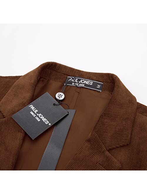 PJ PAUL JONES Paul Jones Men's Casual Corduroy Blazer Jacket Slim Fit Two-Button Sport Coat