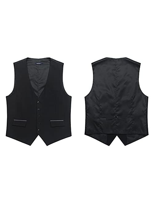 HISDERN Men's Suit Vest Formal Dress Vest for Men Slim Fit Wedding Vests Waistcoat for Suit or Tuxedo