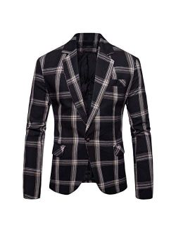 Boyland Men's Casual Suit Blazer Jackets Lightweight One Button Sport Coats Plaid Blazer