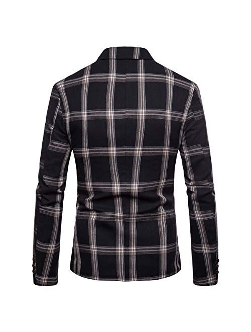 Boyland Men's Casual Suit Blazer Jackets Lightweight One Button Sport Coats Plaid Blazer
