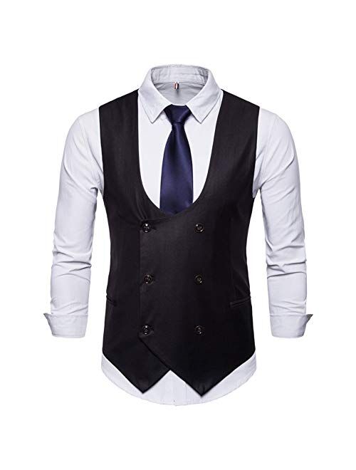 YFFUSHI Mens Slim Fit Dress Vest Formal Premium Button Down Vest Mens Vest Waistcoat
