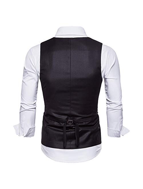 YFFUSHI Mens Slim Fit Dress Vest Formal Premium Button Down Vest Mens Vest Waistcoat