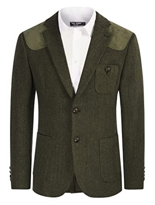 PJ PAUL JONES Mens British Wool Blend Suit Blazer Patchwork Tweed Sport Coats