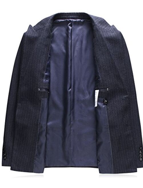 MOGU Mens Double Breasted Pinstripe 3 Piece Suit Slim Fit Blazer Jacket & Trousers & Waistcoat