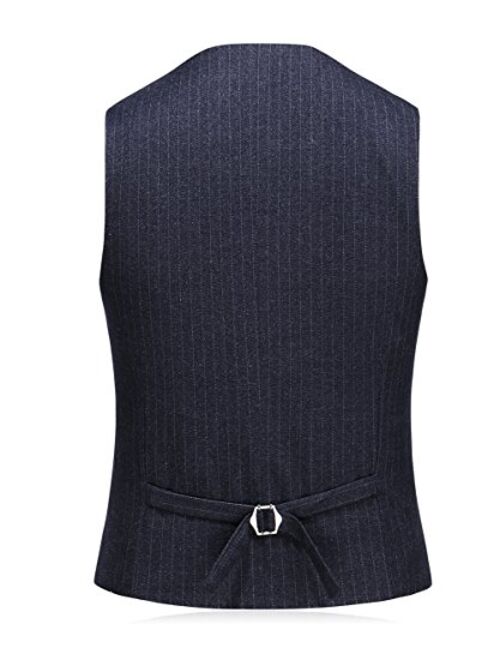 MOGU Mens Double Breasted Pinstripe 3 Piece Suit Slim Fit Blazer Jacket & Trousers & Waistcoat