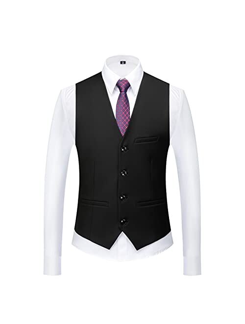 MOGU Mens 3 Piece Suit Slim Fit Pure Color Tuxedos for Wedding Prom