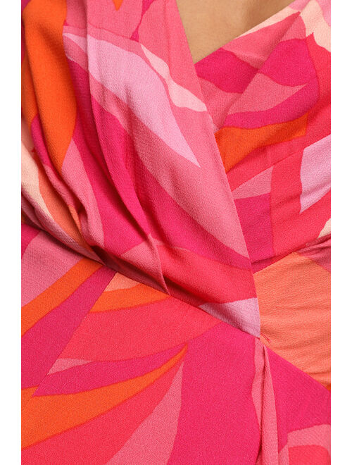 Lulus Tropical Temperament Pink Print Sleeveless Flyaway Jumpsuit
