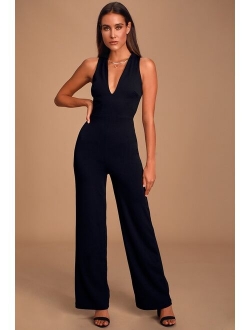 Thinking Out Loud Black Backless Jumpsuit