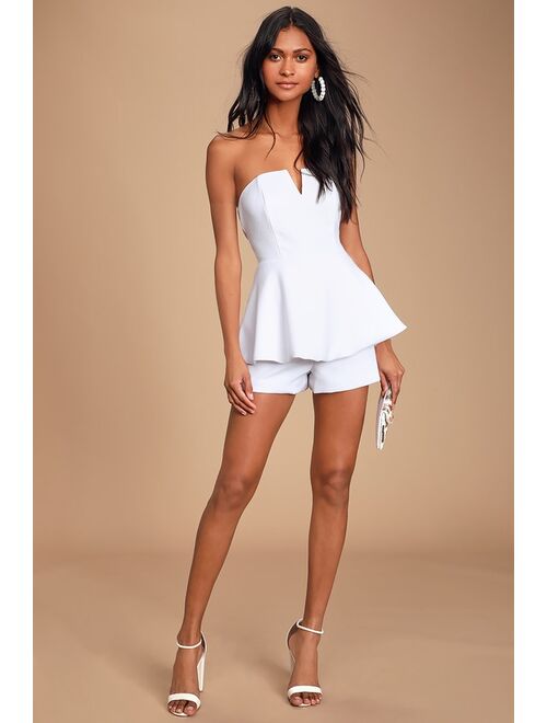 Lulus Where You Are White Strapless Romper
