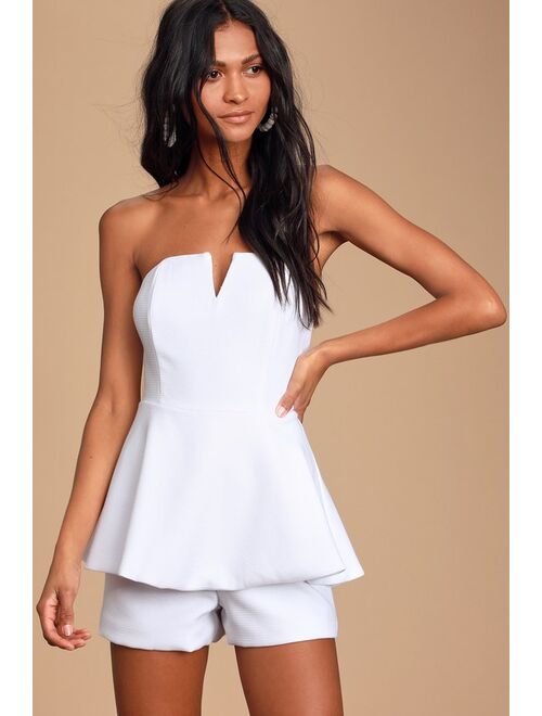 Lulus Where You Are White Strapless Romper