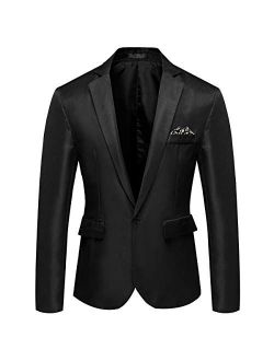 YFFUSHI Men's Casual Suit Jacket Slim Fit One Button Notched Lapel Business Daily Lightweight Blazer Jacket