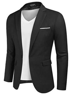 Men Casual Blazer Jackets Slim Fit Suits Jacket Business Sports Coat One Button