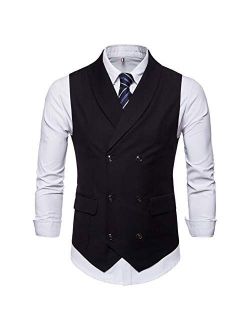 YFFUSHI Mens Slim Fit Dress Vest Formal Turn Down Collar Premium Button Down Vest Mens Vest Waistcoat
