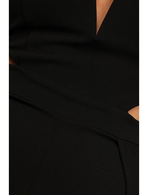 Lulus Make Your Statement Black Strapless Cutout Wide-Leg Jumpsuit