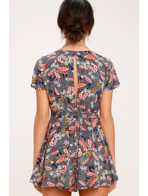Lulus Dondi Navy Blue Print Romper