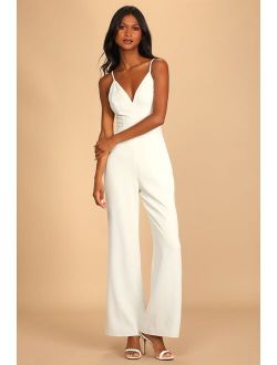 Follow My Heart Ivory Lace Sleeveless Wide-Leg Jumpsuit