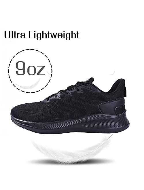 KUMNY Mens Walking Running Shoes - Lightweight Breathable Mesh Athletic Casual Tennis Sneakers