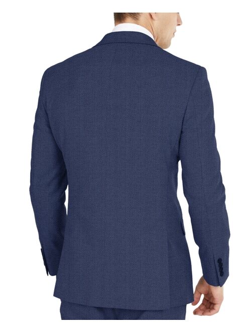 DKNY Men's Blue Tic Modern-Fit Performance Stretch Suit Separates Jacket