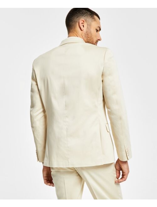 Alfani Men's Slim-Fit Solid Cream Cotton Suit Jacket, Created for Macy's