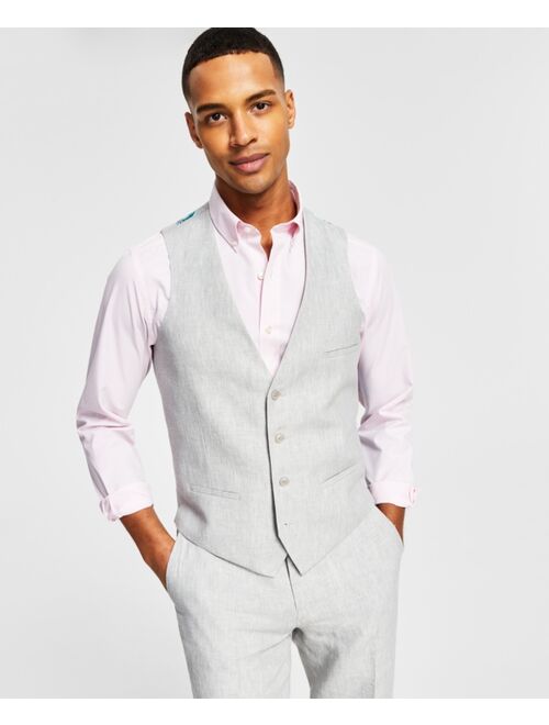 Bar III Men's Slim-Fit Textured Linen Suit Separate Vest, Created for Macy's