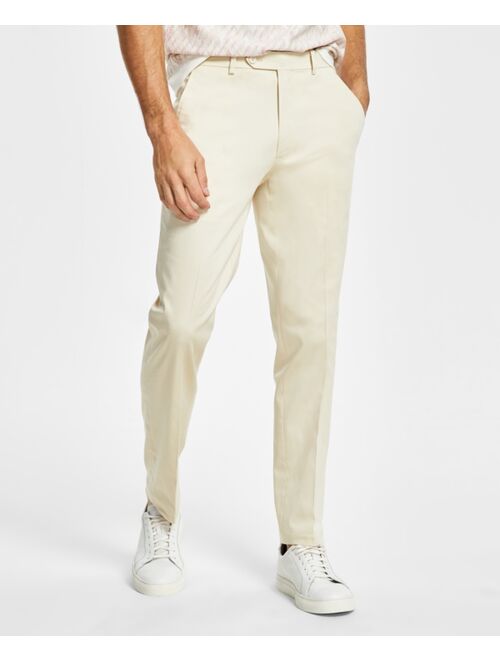 Alfani Men's Slim-Fit Solid Cream Cotton Suit Pants, Created for Macy's